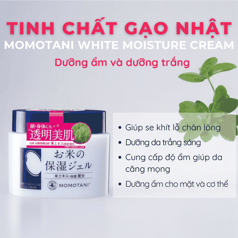 Kem dưỡng trắng Momotani White Moisture Gel Cream cho mặt và cơ thể Nhật Bản 230G 20G