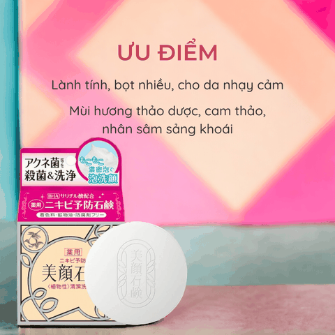 Xà phòng ngăn ngừa mụn Meishoku Bigansui Soap giảm mụn cho da dầu mụn với BHA Nhật Bản chính hãng 80g