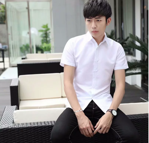 Áo sơ mi trắng tay ngắn thời trang Hàn Quốc mùa xuân hè 2025 dành cho nam thiếu niên, áo sơ mi nam thường ngày hợp thời trang cho bé trai (TỐI THIỂU 3 CÁI)