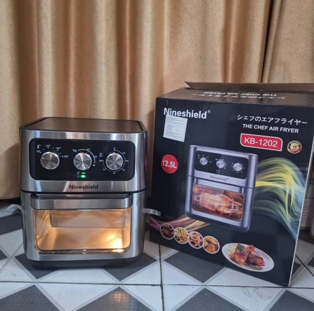 Nồi Chiên Không Dầu Nineshield 12.5L KB-1202 Nướng Nguyên Con Gà Gần 3 Cân Bảo Hành 12 Tháng
