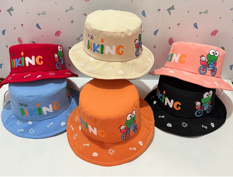 Mũ Vành Có Dây Cho Bé Gái 1-4 tuổi hình Ếch (phối 6 màu)