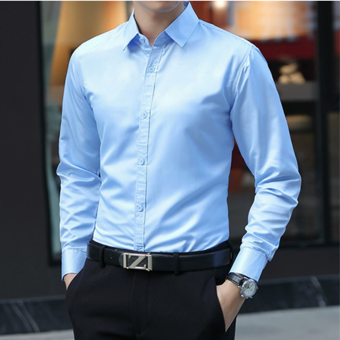 Áo sơ mi nam công sở mỏng tay dài màu trơn bán buôn mùa xuân thu mới dành cho nam giới công sở chuyên nghiệp