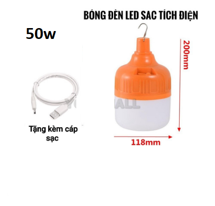 Bóng đèn tích điện công suất 50W sạc USB tiện lợi