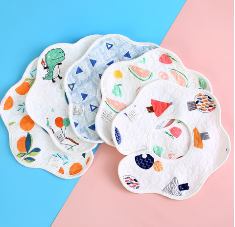 5 yếm ăn dặm nút bấm loại A, phối nhiều màu