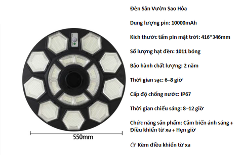 Đèn năng lượng mặt trời nlmt đĩa bay sân vườn ngoài trời sao hoả
