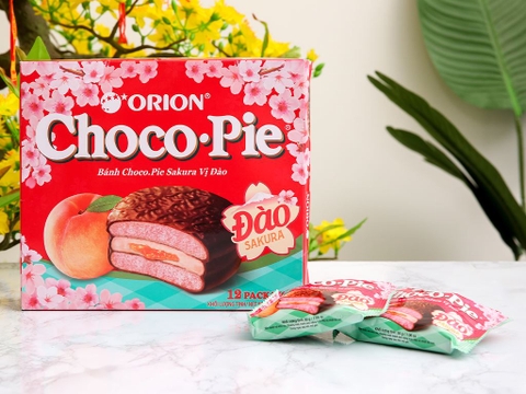 Bánh chocopie Orion Sakura vị đào hộp 360g (12 cái)