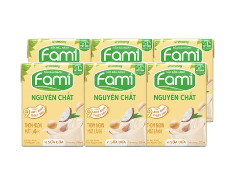 Sữa đậu nành Fami nguyên chất vị sữa dừa hộp 200ml