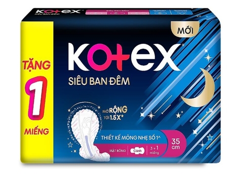 Băng Vệ Sinh Siêu Ban Đêm Kotex Style Mỏng Cánh 35cm Gói 3 Miếng