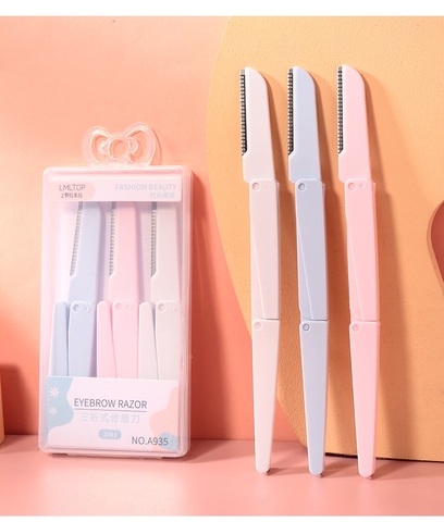 Folding Eyebrow Knife 3pcs Box