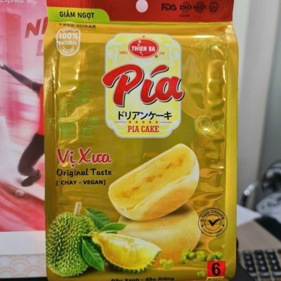 Bánh pía chay mini đậu xanh sầu riêng túi 120g