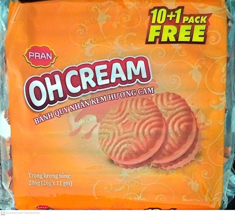 Bánh quy nhân kem hương cam Oh Cream gói 26g