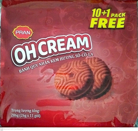 Bánh quy nhân kem hương socola Oh Cream gói 26g
