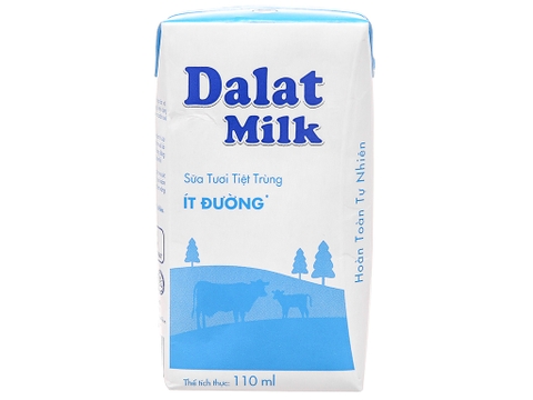 Sữa tươi tiệt trùng Dalat Milk ít đường hộp 110ml