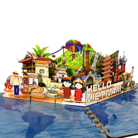 Thiệp 3D mô hình hello Vietnam