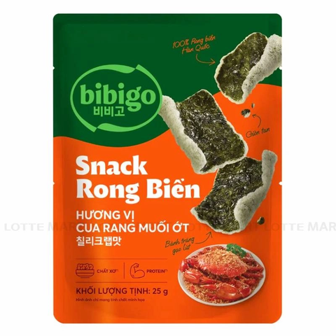 Snack Rong biển Hàn Quốc Bibigo vị cua rang muối gói 25g
