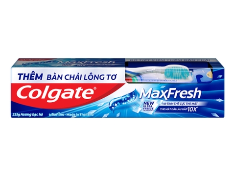 Kem đánh răng Colgate MaxFresh hương bạc hà tuýp  225g tặng bàn chải đánh răng