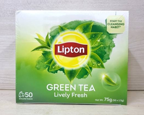 Trà xanh Lipton sống động tươi mới 1,5g x 50 túi hộp 75g.