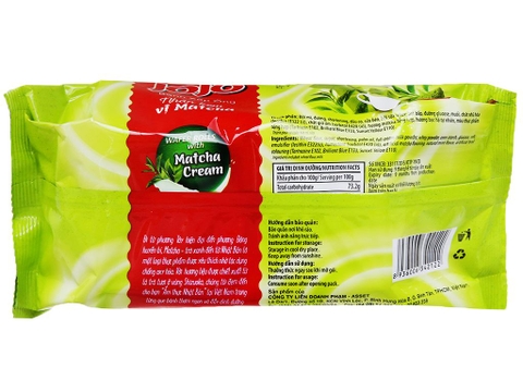 Bánh xốp ống nhân kem vị matcha Jojo gói 100g