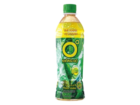 0 Không Độ Trà Xanh Vị Chanh chai 455ml