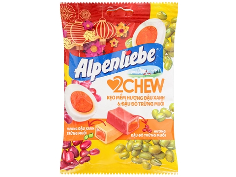 Kẹo mềm hương đậu xanh trứng muối và đậu đỏ trứng muối Alpenliebe 2 Chew gói 84g