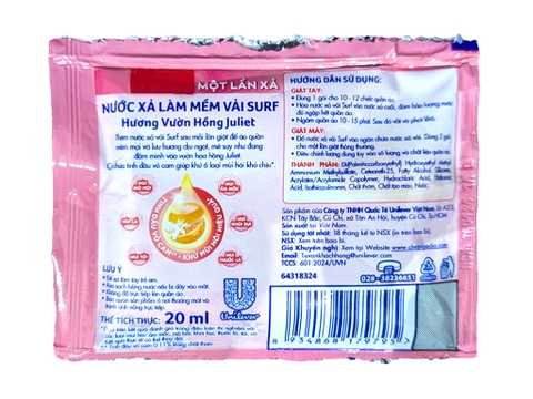 Nước xả vải Surf hương vườn hồng Juliet túi 20ml