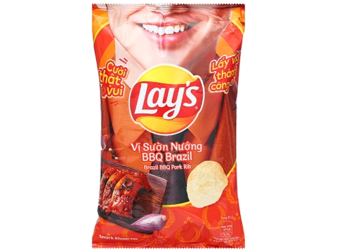 Snack khoai tây vị sườn nướng BBQ Brazil Lay's gói 90g
