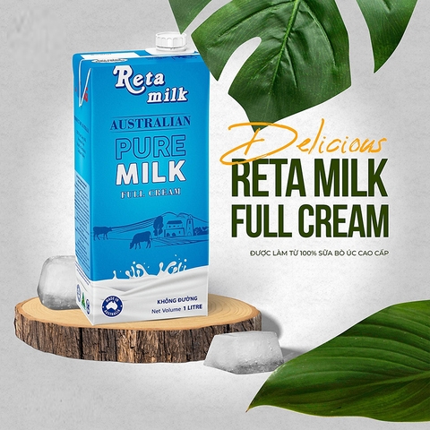 Sữa Tươi Úc Tiệt Trùng Reta Milk Không Đường hộp 1L