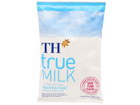 sữa tươi tiệt trùng nguyên chất không đường TH true MILK bịch 220ml