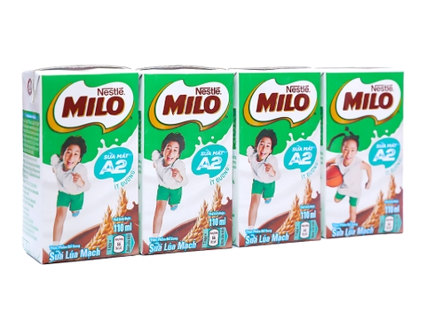 Sữa lúa mạch ít đường Milo A2 hộp 110ml