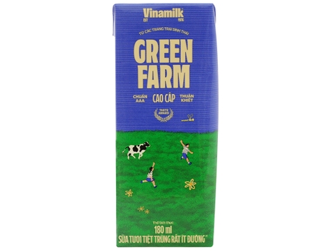 Sữa Tươi Tiệt Trùng Vinamilk Green Farm Rất ít đường hộp 180ml