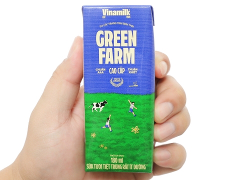 Sữa Tươi Tiệt Trùng Vinamilk Green Farm Rất ít đường hộp 180ml