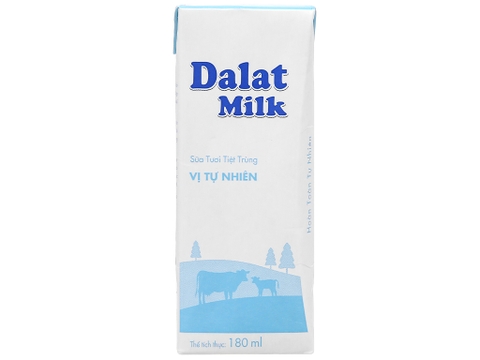 Sữa tươi tiệt trùng vị tự nhiên Dalat Milk hộp 180ml