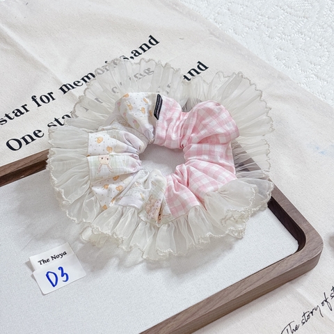[Mã D1-D9] Dây buộc tóc scrunchies siêu phồng hoạ tiết dễ thương by The Noya