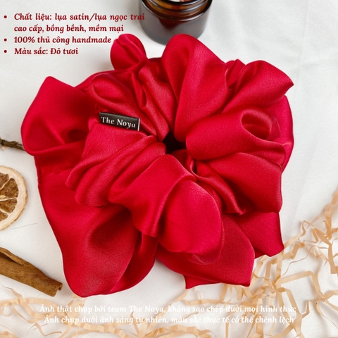 Thun buộc tóc lụa Scrunchies oversize màu trơn đẹp phong cách Hàn Quốc cho nữ The Noya ST07