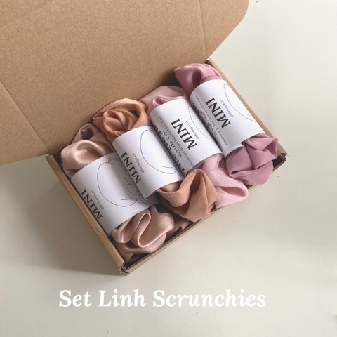 Set 4 dây buộc tóc scrunchies lụa handmade The Noya