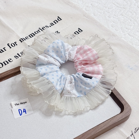 [Mã D1-D9] Dây buộc tóc scrunchies siêu phồng hoạ tiết dễ thương by The Noya