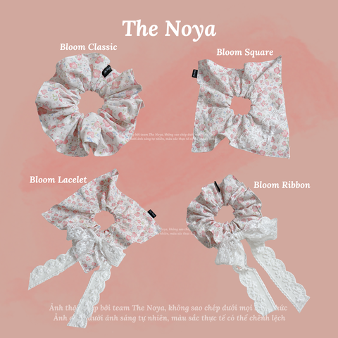 Bloom Diary - Scrunchie buộc tóc phong cách nàng thơ thô hoa phối ren handmade by The Noya T45