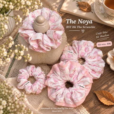 Hà Thu Scrunchie - Dây buộc tóc xô muslim 2 tầng phối viền handmade by The Noya X96