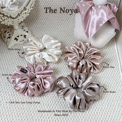 Scrunchies dây buộc tóc chất liệu Lụa Tráng Gương dày dặn siêu phồng by The Noya TG01, TG02, TG03, TG04