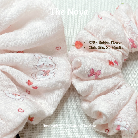 Scrunchies RABBIT FLOWER hoạ tiết dễ thương mềm mại siêu phồng by The Noya X76