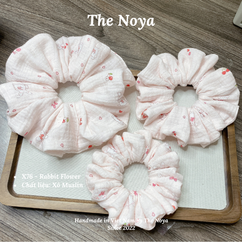 Scrunchies RABBIT FLOWER hoạ tiết dễ thương mềm mại siêu phồng by The Noya X76