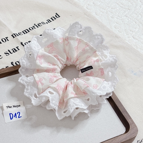 [Mã D10-D15] Dây buộc tóc scrunchies siêu phồng hoạ tiết dễ thương by The Noya