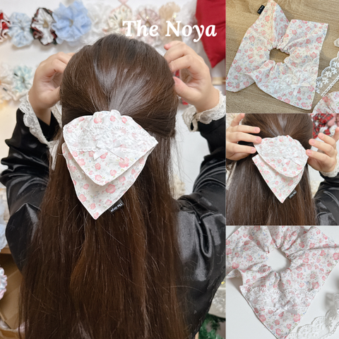 Bloom Diary - Scrunchie buộc tóc phong cách nàng thơ thô hoa phối ren handmade by The Noya T45