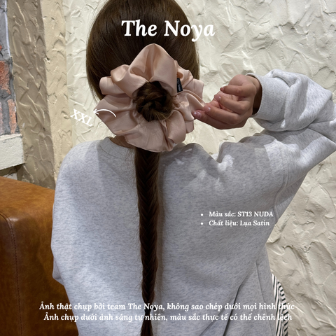 Dây buộc tóc Scrunchies lụa satin NUDA cỡ lớn siêu bồng bềnh handmade by The Noya ST13