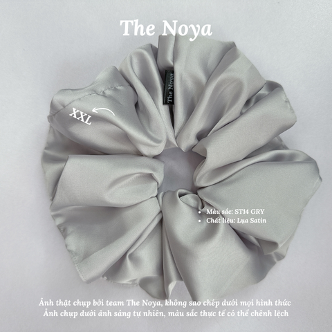 Dây buộc tóc Scrunchies lụa satin màu GRY cỡ lớn siêu bồng bềnh handmade The Noya ST14