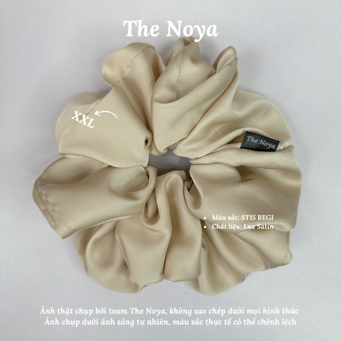 Dây buộc tóc Scrunchies lụa satin màu BEGI cỡ lớn siêu bồng bềnh handmade The Noya ST15