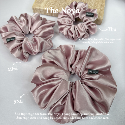 Dây buộc tóc Scrunchies lụa satin màu Violet cỡ lớn siêu bồng bềnh handmade 100% The Noya ST11