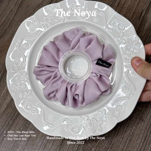 Dây buộc tóc, cột tóc lụa size lớn màu tím khoai môn bồng bềnh lụa ngọc trai The Noya NT23