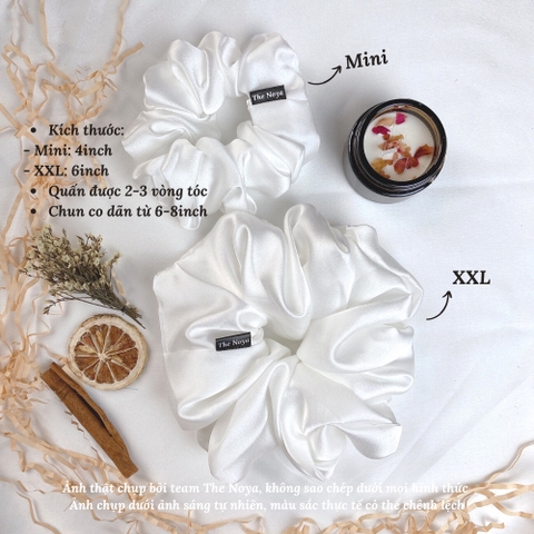 Dây buộc tóc vải lụa co giãn màu trơn phong cách Hàn Quốc xinh xắn cho nữ The Noya ST02