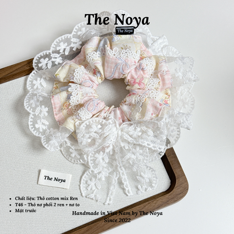 Scrunchie Phối Ren Thiết Kế Theo Yêu Cầu - Thỏ nơ phối 2 lớp ren cao cấp nữ tính handmade by The Noya T46